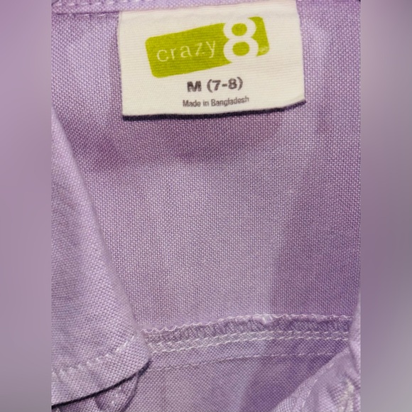 Lavender Boys long Sleeve button up Shirt!
Crazy 8- MED - Picture 10 of 11